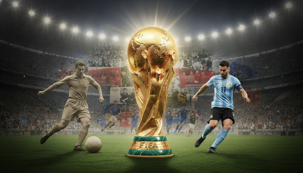 เจาะลึกทุกแชมป์ฟุตบอลโลก: จากอุรุกวัย 1930 ถึง อาร์เจนตินา 2022 พร้อมสถิติและเรื่องราวเบื้องหลัง